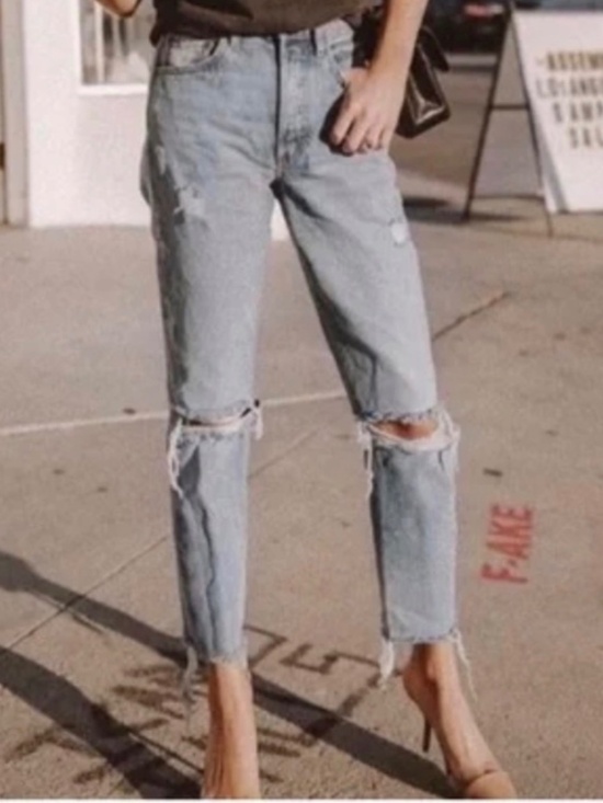 Boyish Denim - BOYISH Billy High Waist Slim Straight Jeans in Easy Rider | Size 27 | Distressed